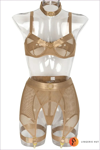 Indulge In The Allure Of This Mesh Sheer Ring Detail Bra Set - a Dreamy Fusion Flirty And Captivating! Flaunt