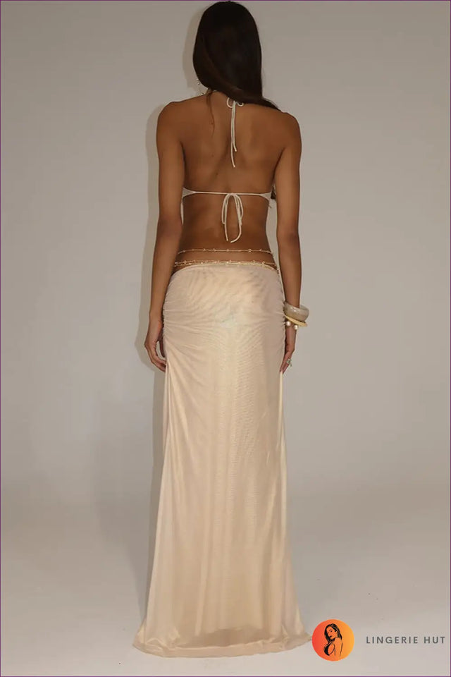 Metallic Cut-Out Maxi Dress - Not Your Basic Evening Dress
