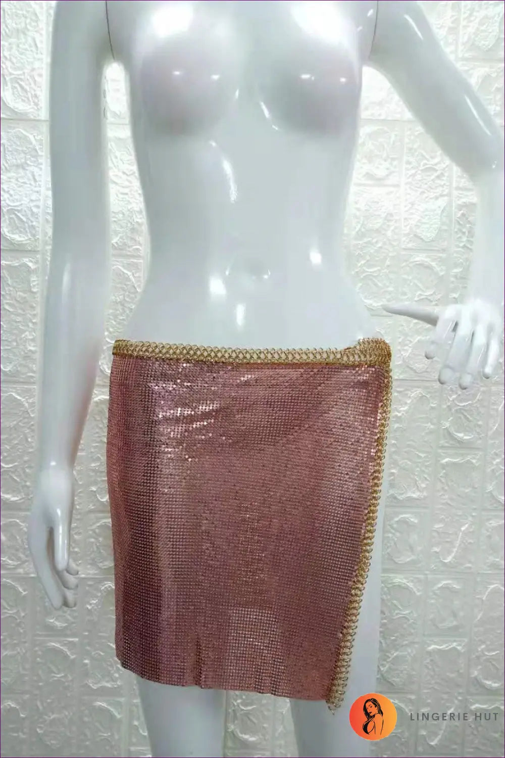 Metallic Sequin co Ord Set - Nightclub Glamour Awaits - one Size / Rose Gold Skirt - Clothing - Lingerie Hut - Backless