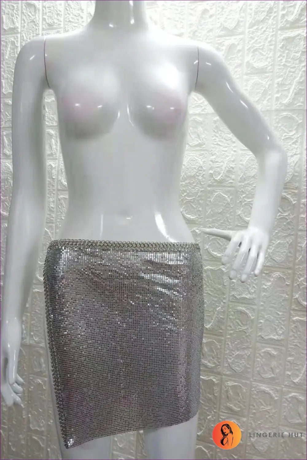 Metallic Sequin co Ord Set - Nightclub Glamour Awaits - one Size / Silver Skirt - Clothing - Lingerie Hut - Backless