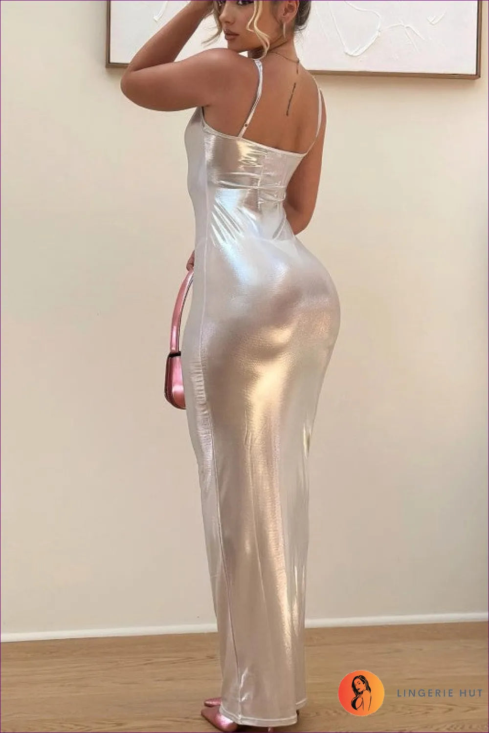 Turn Heads And Own The Night With Lingerie Hut’s Metallic Sleeveless Slim Fit Maxi Dress. Dazzle In Comfort