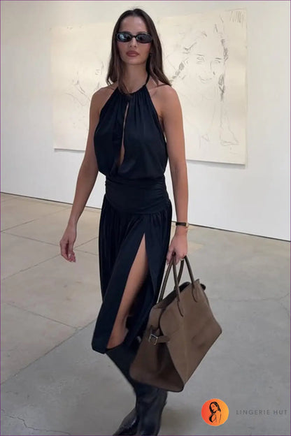 Midi Bodycon Dress with Halter Neck - Garden Party Ready - Dresses - Lingerie Hut - Backless • Cutout • Date Night