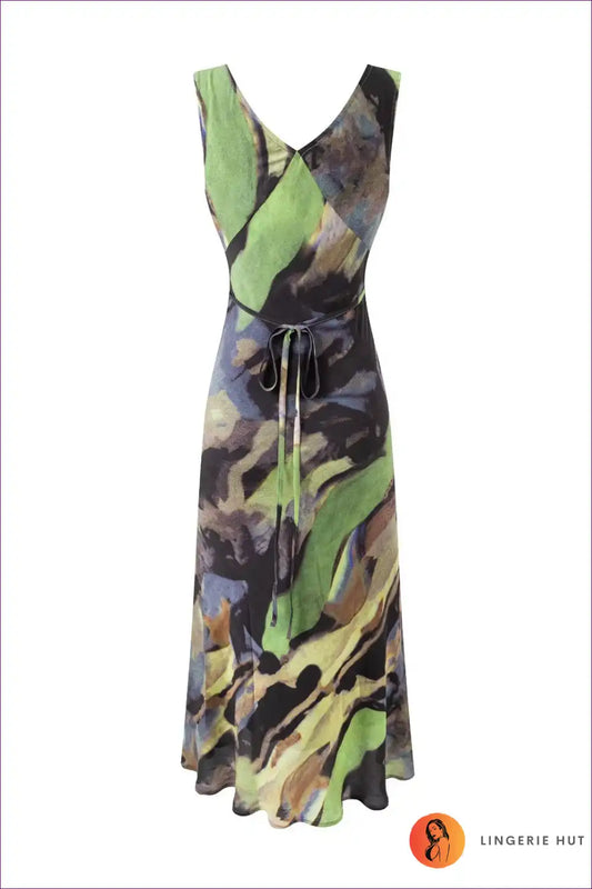 Midi Dress with Abstract Print - Urban Adventure for All Season, Bodycon, Casual, Cutout,