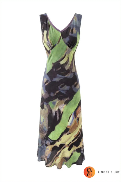 Midi Dress with Abstract Print - Urban Adventure for All Season, Bodycon, Casual, Cutout,