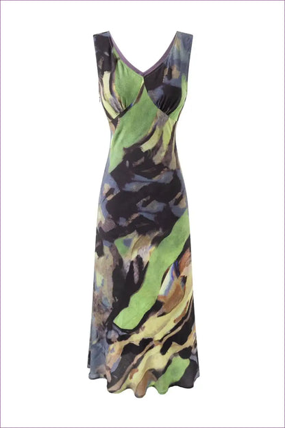 Midi Dress with Abstract Print - Urban Adventure for All Season, Bodycon, Casual, Cutout,