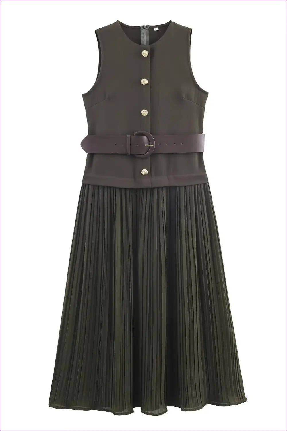 Midi A-line Dress with Belted Waist - Understated Glamour - Dresses - Belted • Button Front • Casual • Clothing