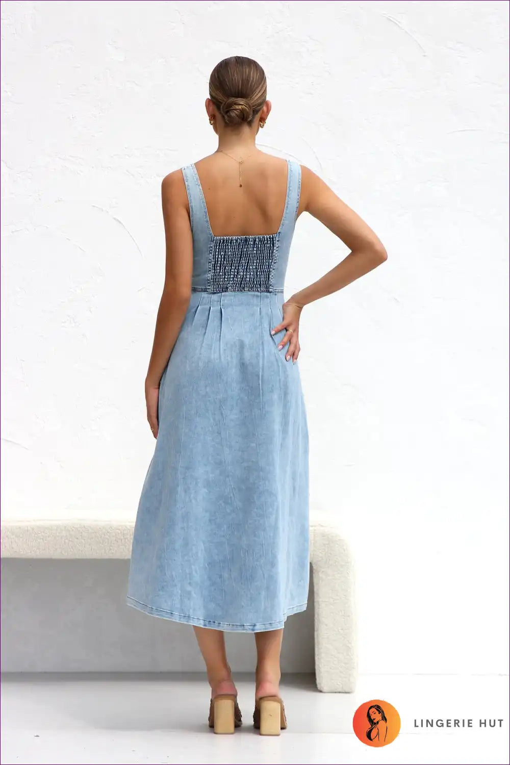 Midi Dress with Button Front - Summer Daytime Ease for A-line, Casual, Cotton, Dress, Everyday