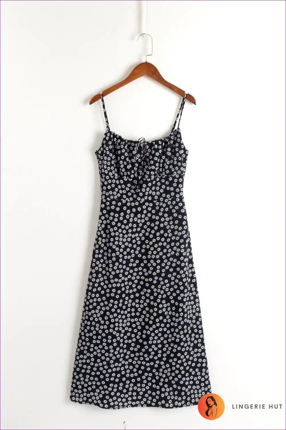 Midi Dress with Daisy Print - Countryside Charm for A-line, Boho, Casual, Cotton,
