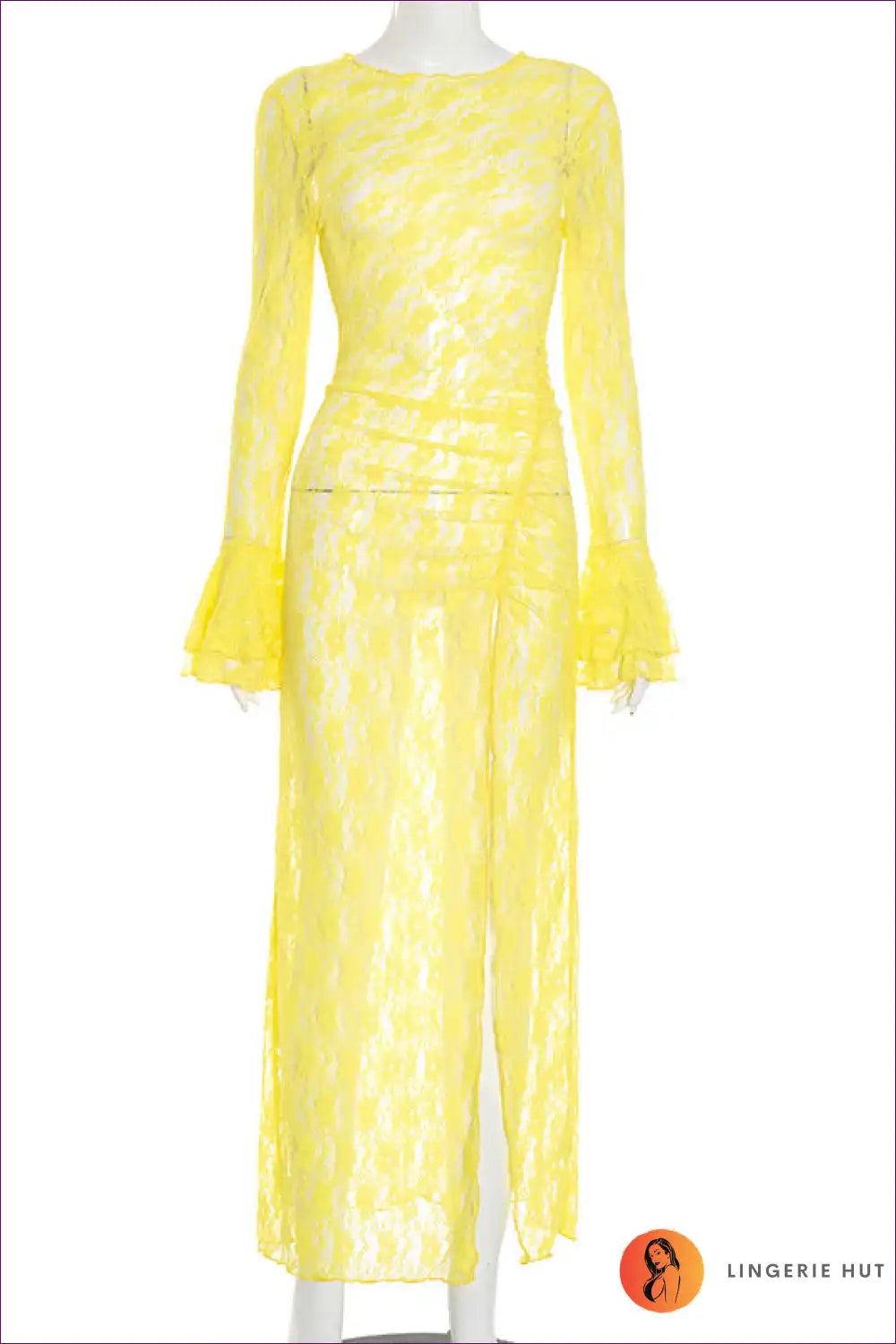 Midi Dress with Dramatic Sleeves - Statement Evening for Autumn, Cutout, Date Night, Dress, Evening Wear