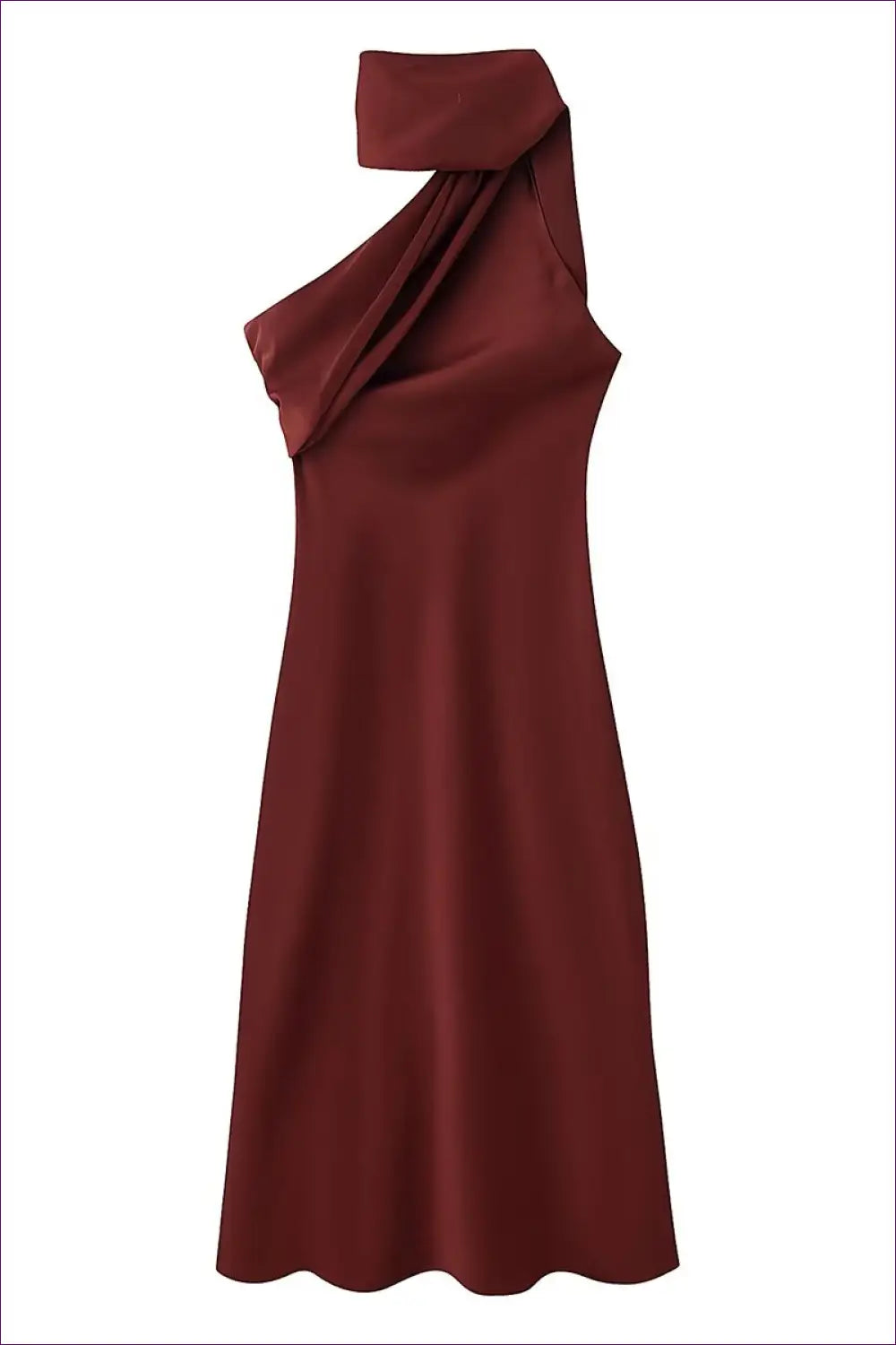 Midi Dress with Draped Scarf Detail - Artistic Elegance - Dresses - Asymmetric • Autumn • Evening Wear • Formal