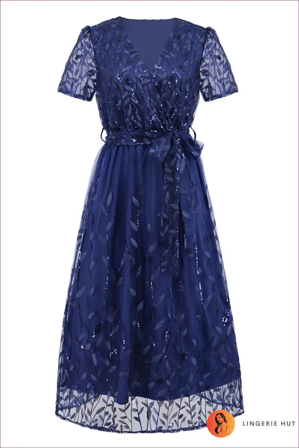 Midi Dress with Embroidered Mesh - Garden Party Grace for A-line, Boho, Casual, Dress, Floral