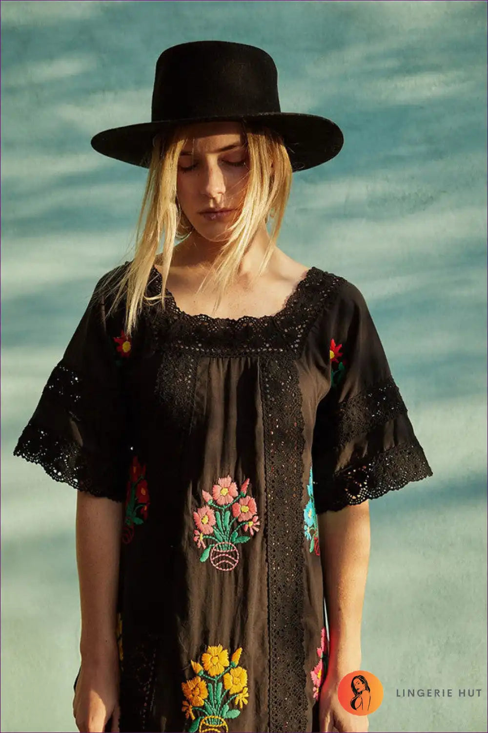 Midi Dress with Floral Embroidery - Artisan Elegance for A-line, All Season, Autumn, Boho, Casual