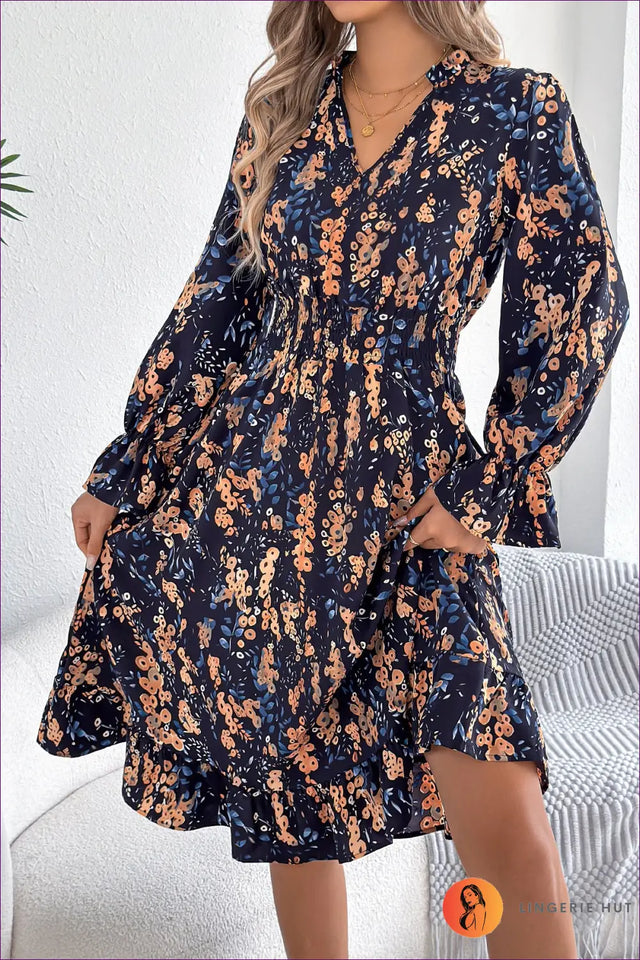 Floral Midi Dress A-Line - Bohemian Garden Party Ready