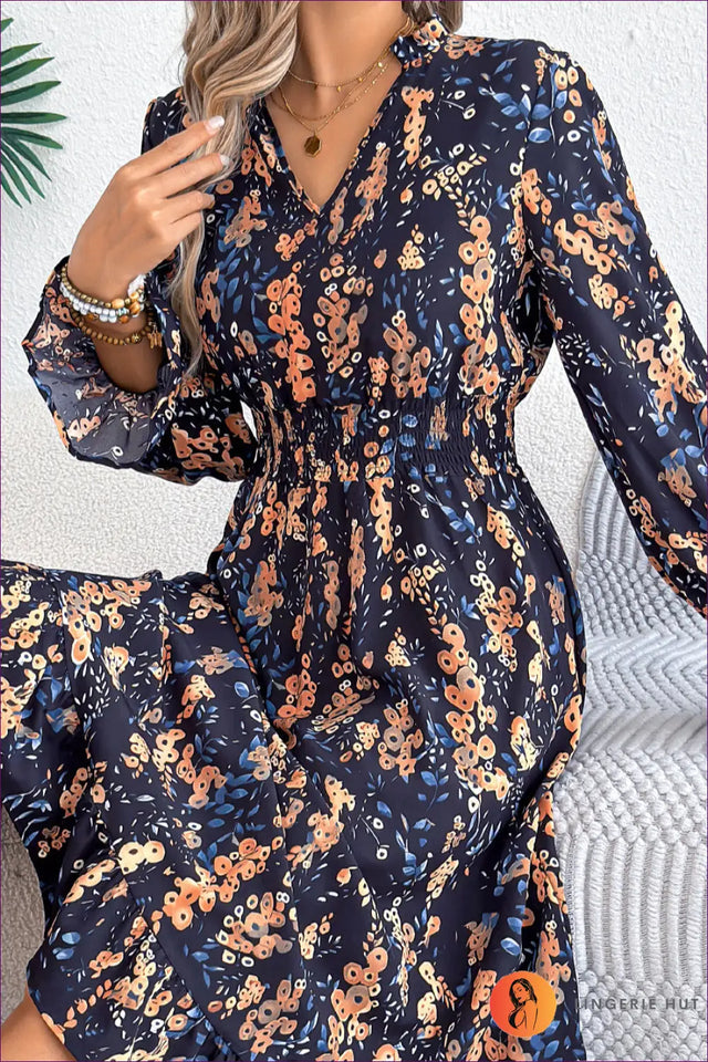 Floral Midi Dress A-Line - Bohemian Garden Party Ready