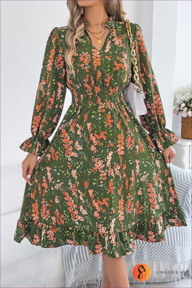 Floral Midi Dress A-Line - Bohemian Garden Party Ready