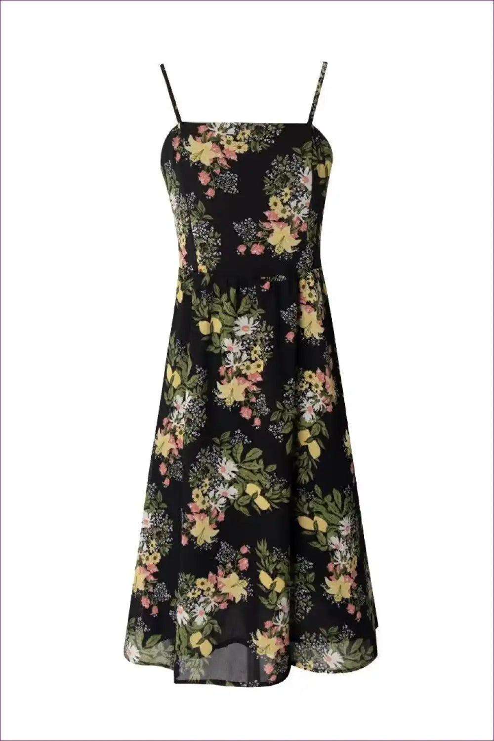 Midi Dress with Floral Print - Evening Garden Elegance for A-line, Dress, Evening Wear, Floral, Formal Wear