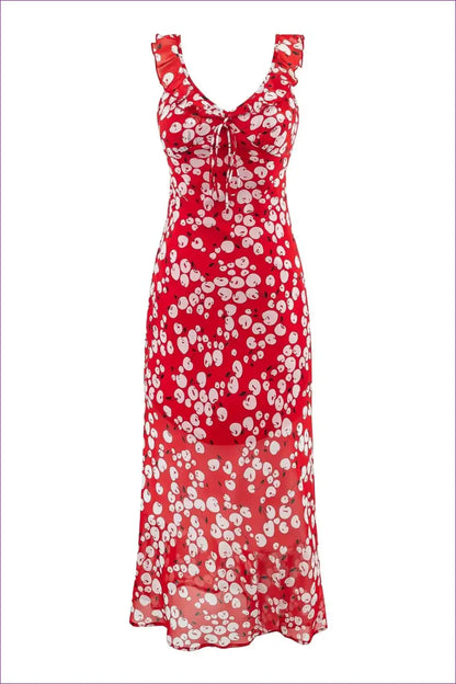 Midi Dress with Floral Print - Romantic Daytime Escape for Boho, Casual, Dress, Dresses, Everyday