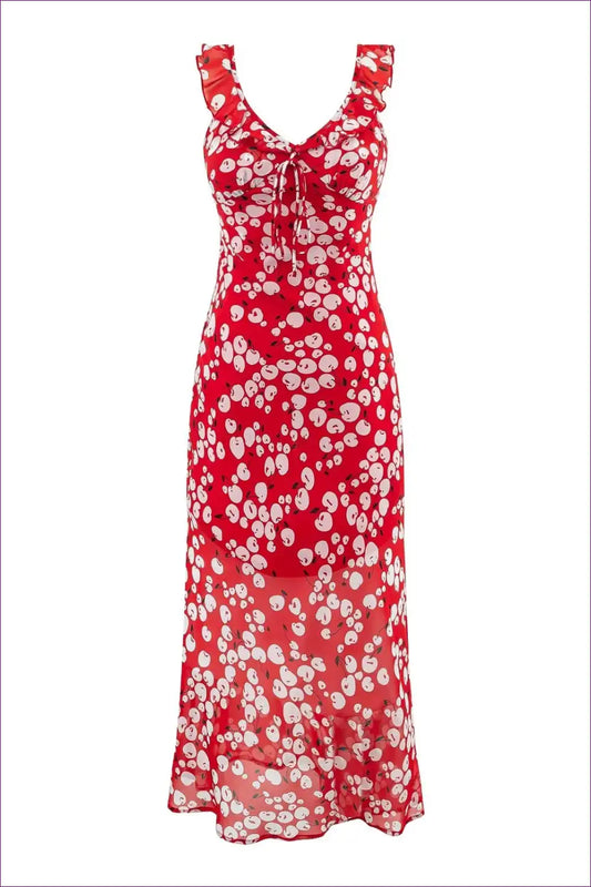 Midi Dress with Floral Print - Romantic Daytime Escape for Boho, Casual, Dress, Dresses, Everyday