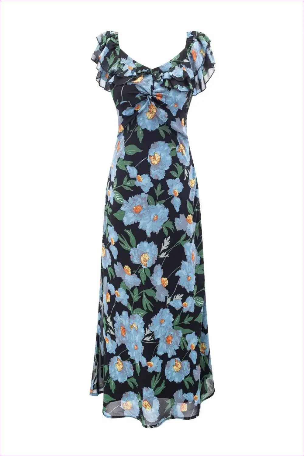 Midi Dress with Flutter Sleeves - Summer Soirée Ready - Dresses - Lingerie Hut - A-line • Casual • Floral • Formal Wear
