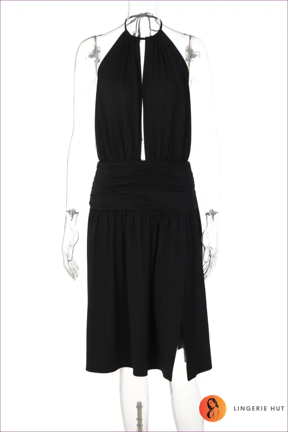 Midi Dress with Halter Neckline - Sultry Sophistication for Backless, Bodycon, Cutout, Date Night,