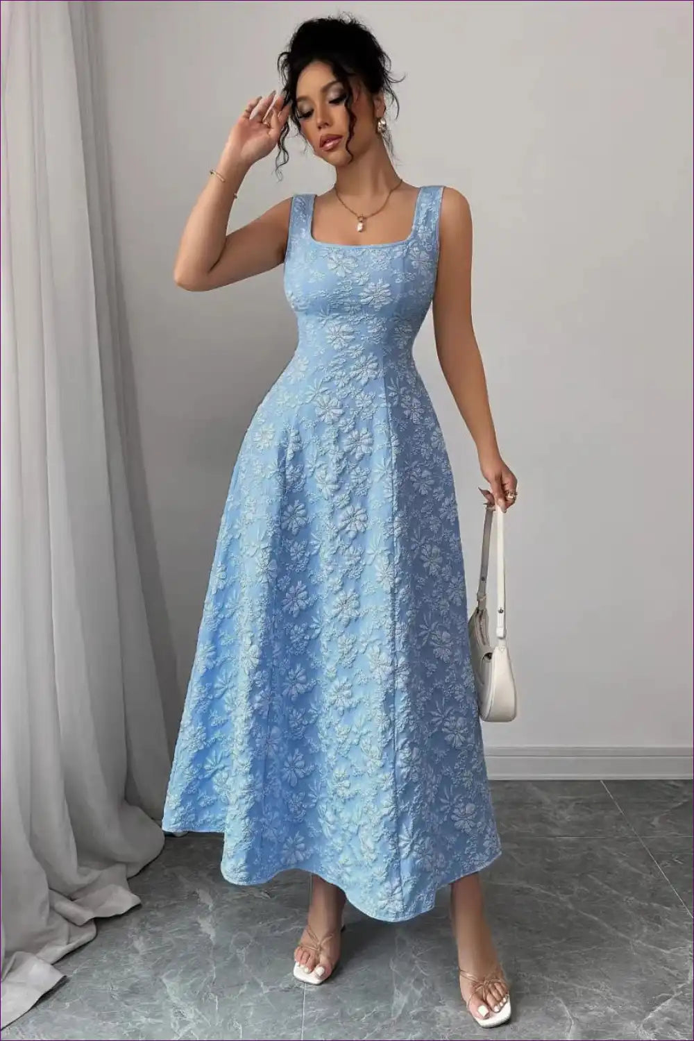 Midi Dress with Jacquard Pattern - Garden Party Grace for a Line, Dress, Dresses, Evening Wear, Everyday