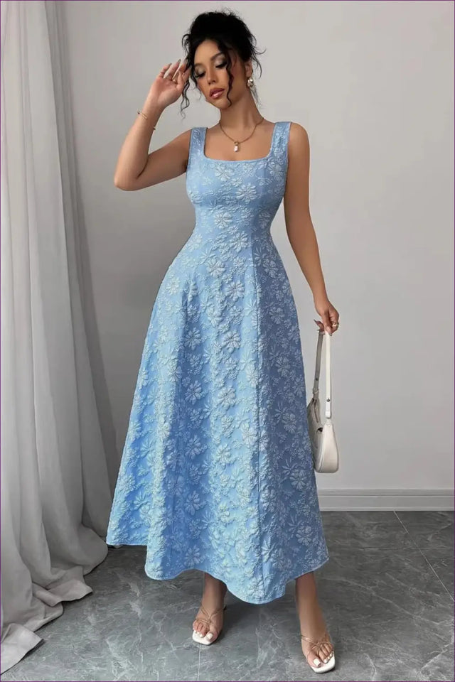 Jacquard Midi Dress with A-Line Silhouette - Understated Glamour