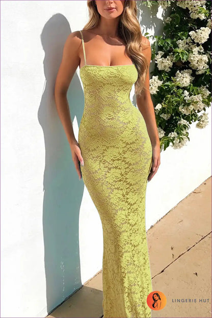 Midi Dress with Lace Overlay - Mediterranean Evenings for A-line, Date Night, Dress, Evening Wear, Formal Wear