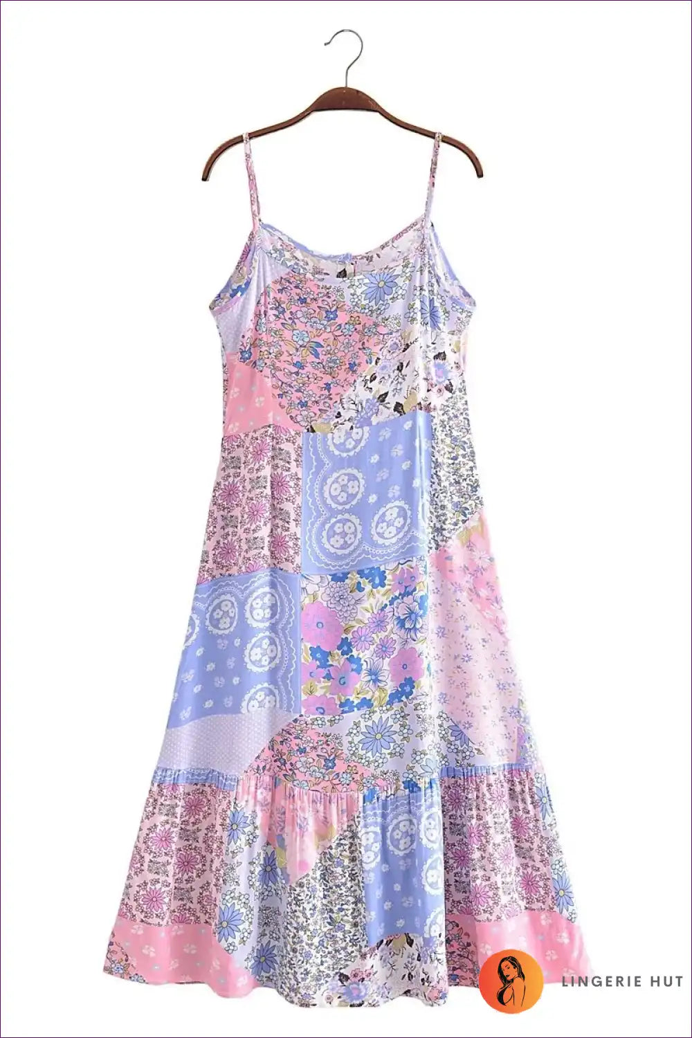 Midi Dress with Patchwork Print - Vintage Collector for A-line, Boho, Casual, Dress, Everyday