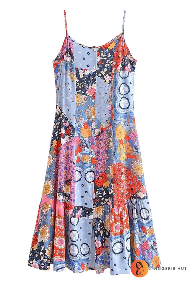 Patchwork Midi Dress - Effortless Summer Boho
