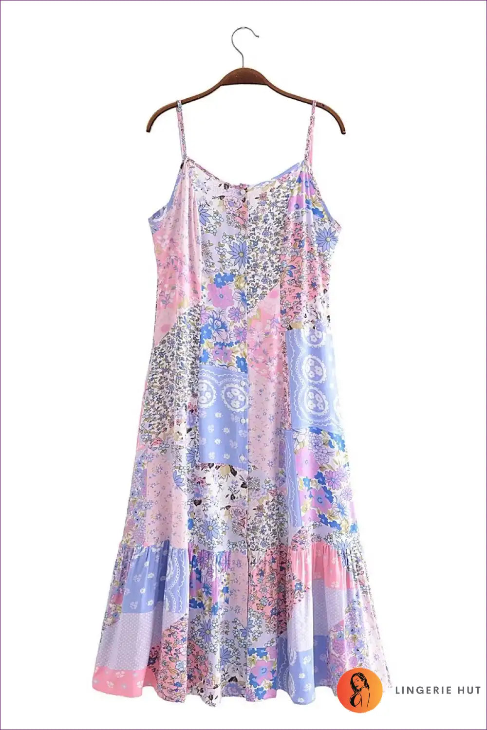 Midi Dress with Patchwork Print - Vintage Collector for A-line, Boho, Casual, Dress, Everyday