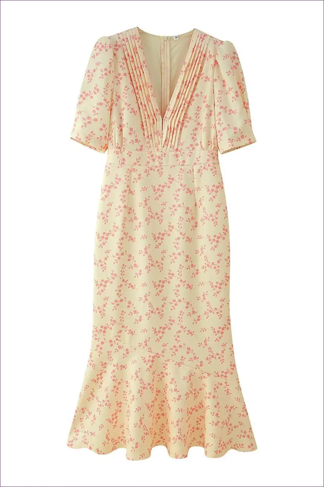 Floral Midi Dress with Puff Sleeves - Understated Glamour