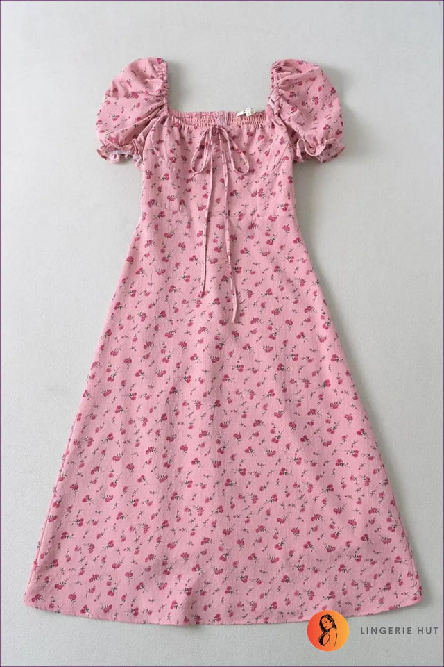 Floral Midi Dress with Puff Sleeves - Vintage Edit