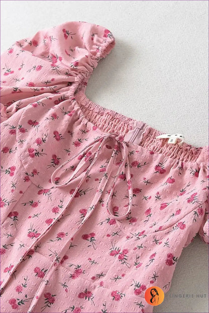 Midi Dress with Puff Sleeves - Vintage Romance