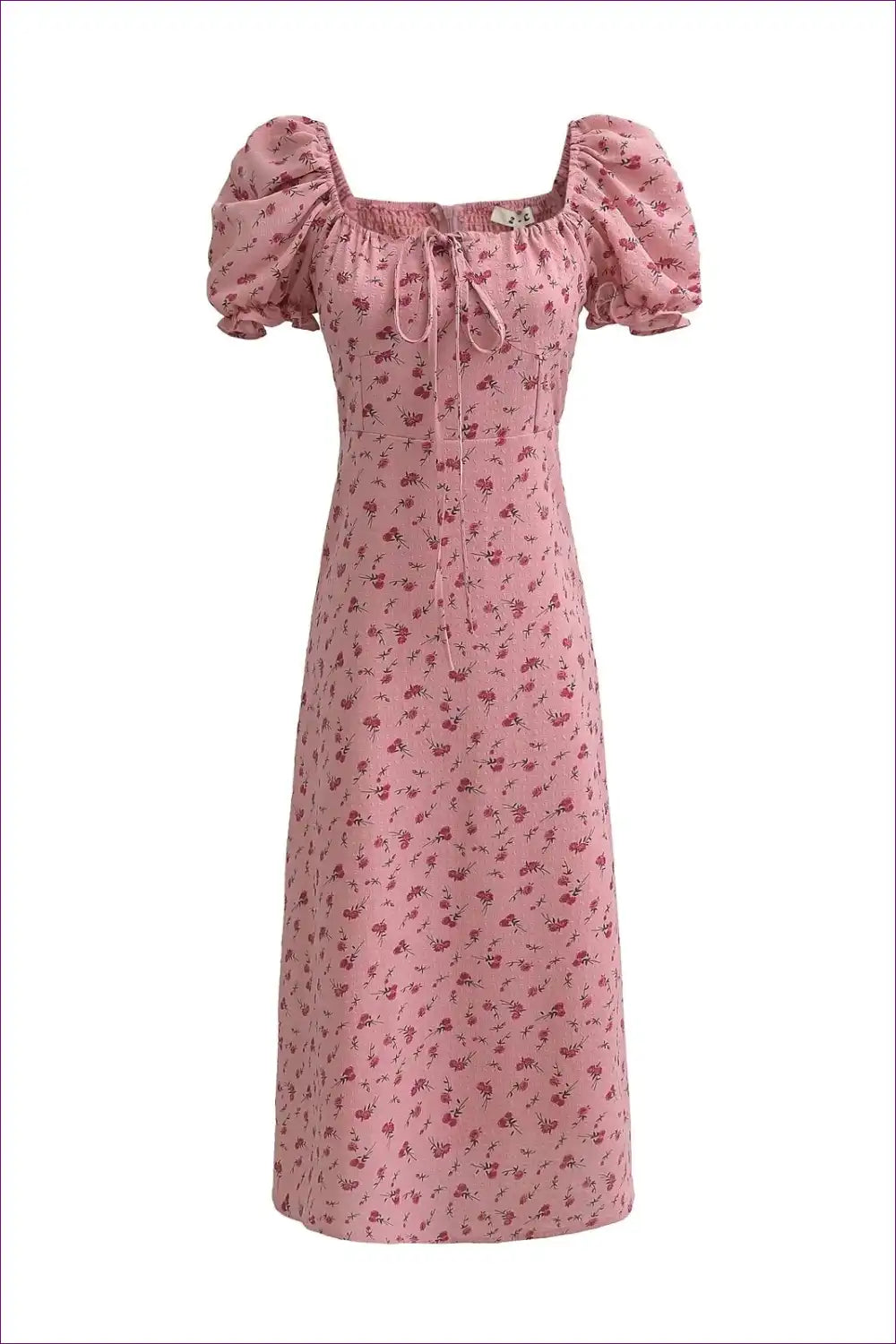 Midi Dress with Puff Sleeves - Vintage Romance
