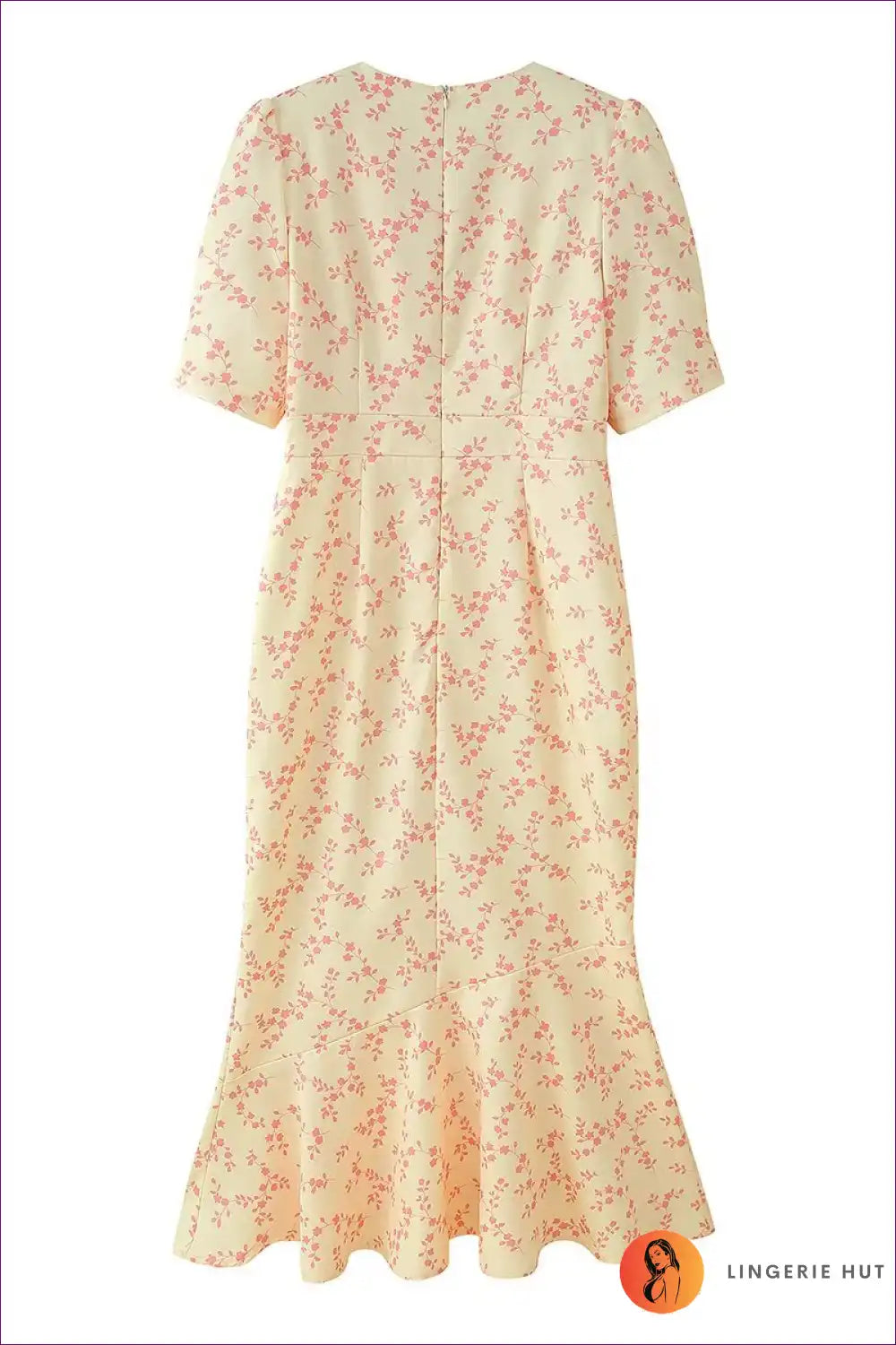 Midi Dress with Puff Sleeves - Vintage Romance for A-line, Autumn, Dress, Everyday, Floral