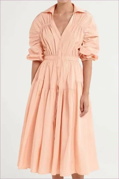 Midi Dress with Ruched Detail - Effortless Grace for All Season, Bodycon, Casual, Dress, Evening Wear