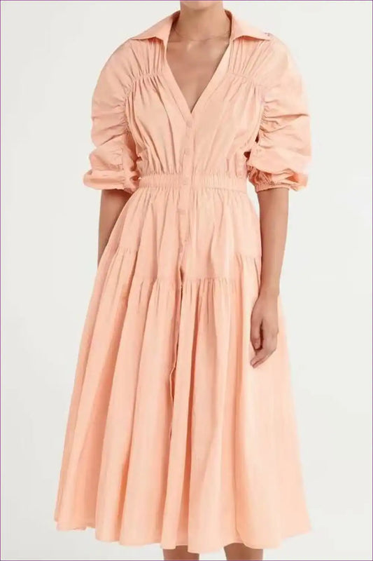 Midi Dress with Ruched Detail - Effortless Grace for All Season, Bodycon, Casual, Dress, Evening Wear