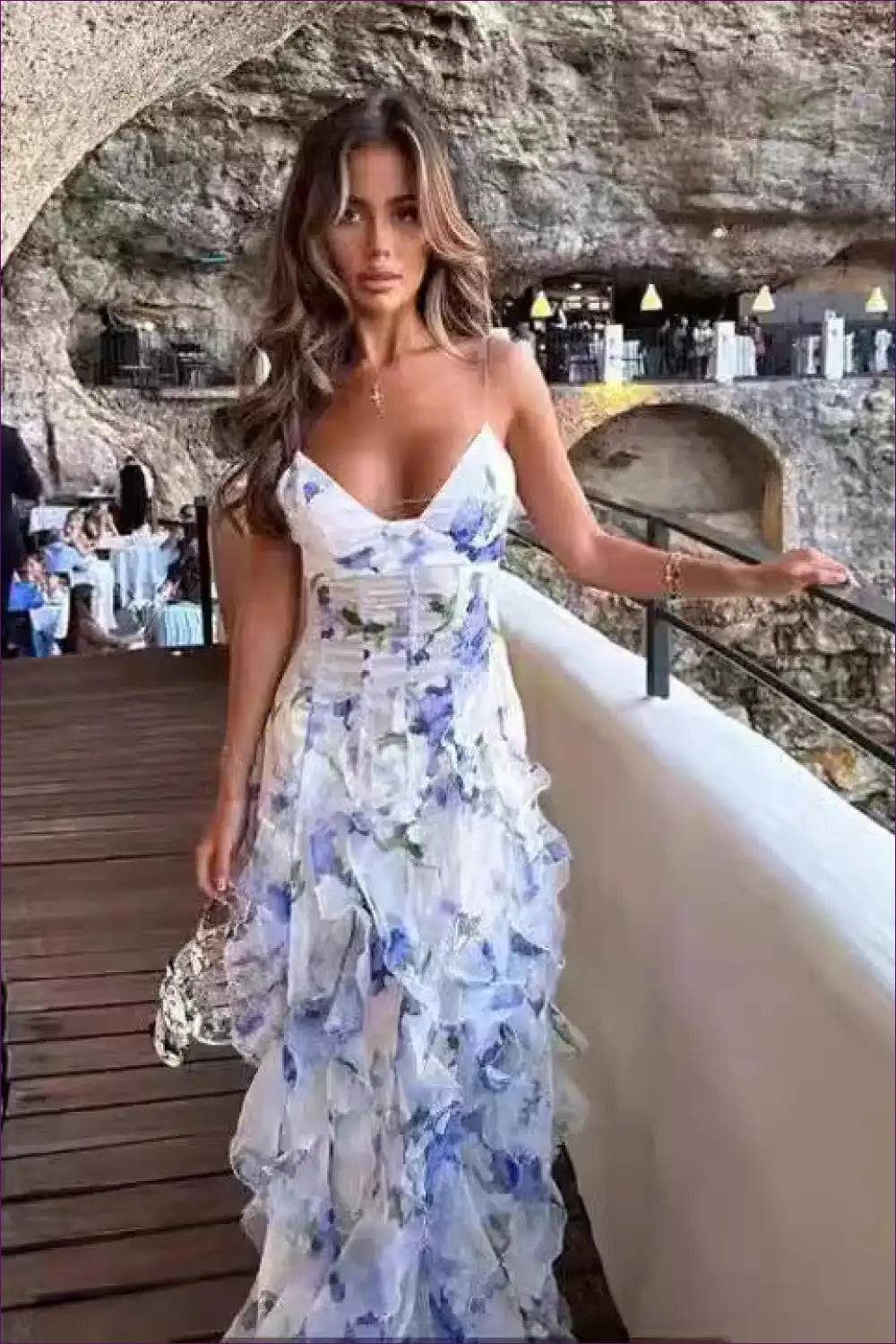 Midi Dress with Ruffle Details - Garden Party Grace for A-line, Dress, Floral, Formal Wear, Glamour