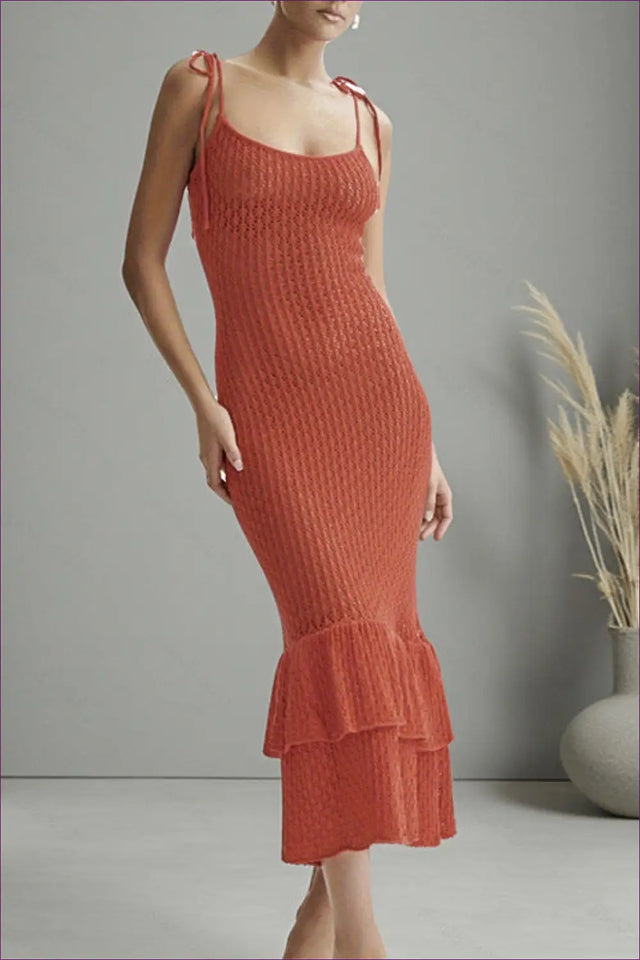 Midi Dress with Ruffle Details - Sunset Romance