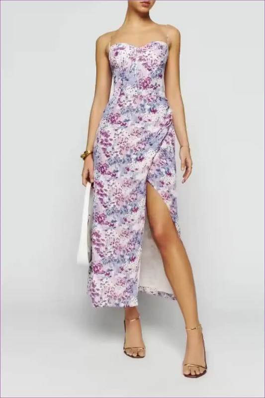 Midi Dress with Side Split - Evening Confidence for All Season, Cutout, Date Night, Dress, Evening Wear