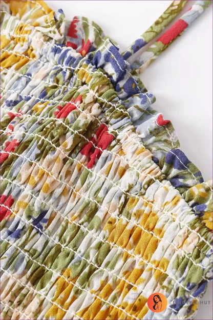 Midi Dress with Smocked Bodice - Bohemian Elegance