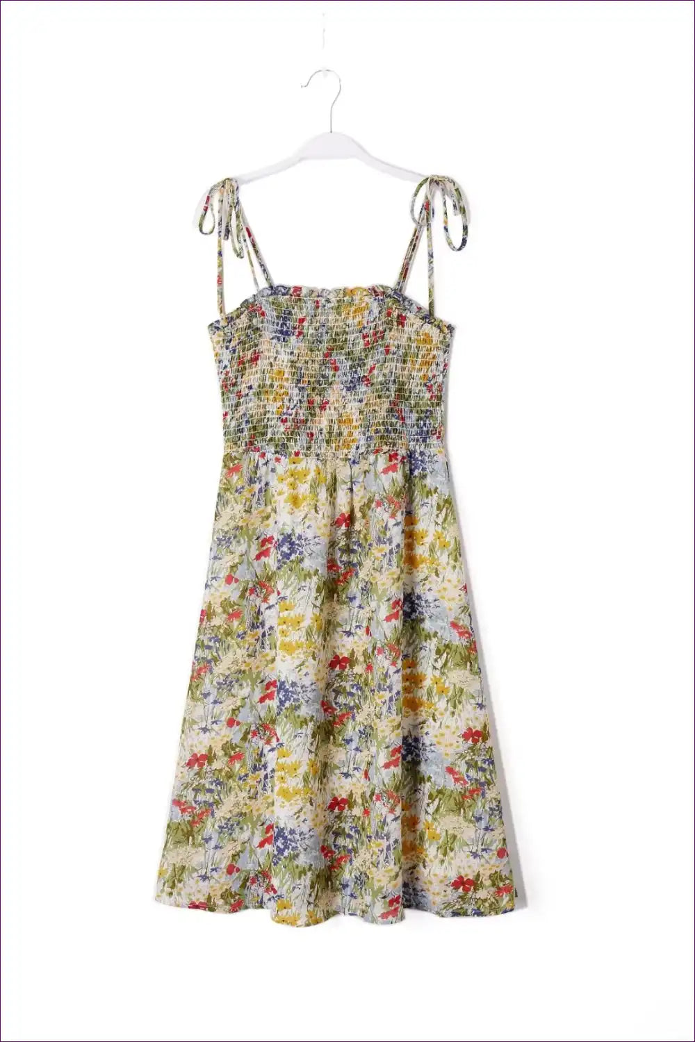 Midi Dress with Smocked Bodice - Bohemian Elegance