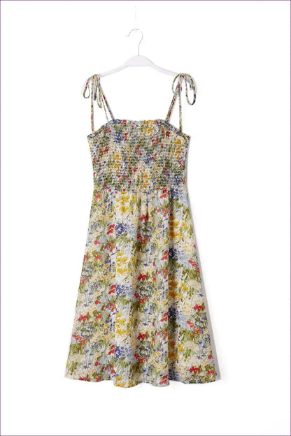 Midi Dress with Smocked Bodice - Bohemian Elegance