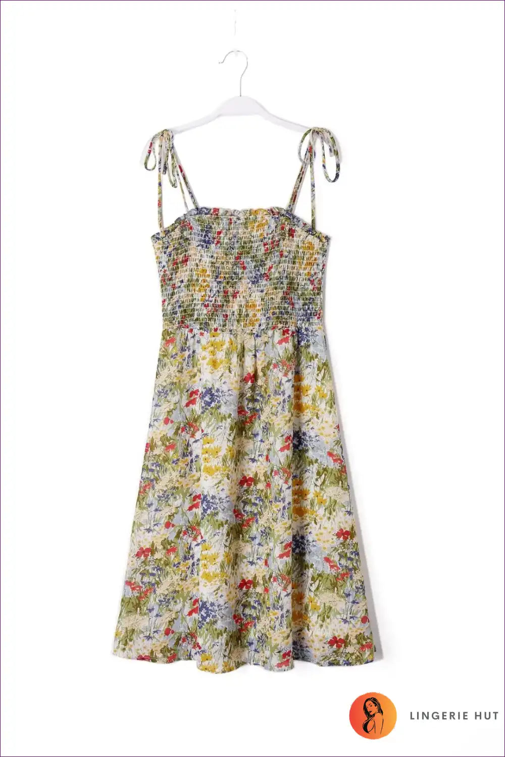 Midi Dress with Smocked Bodice - Bohemian Elegance