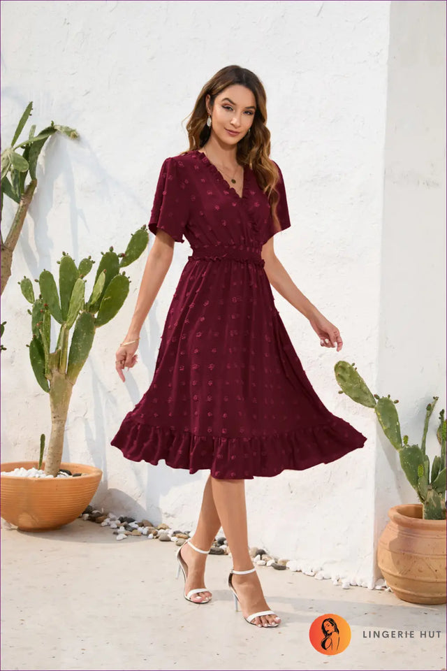Midi Dress with Smocked Waist - Effortless Elegance