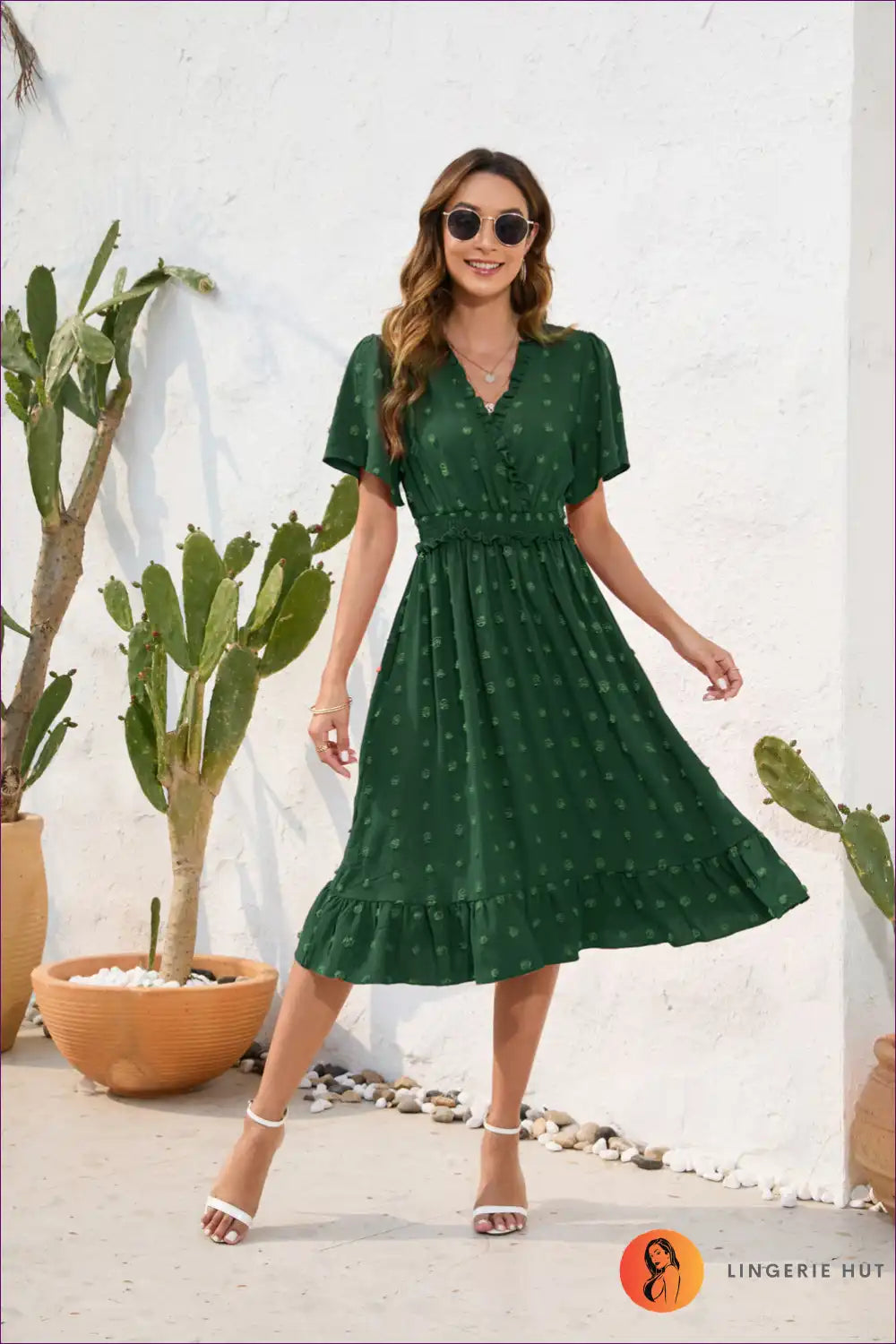 Midi Dress with Smocked Waist - Effortless Elegance for A-line, All Season, Casual, Dress, Everyday
