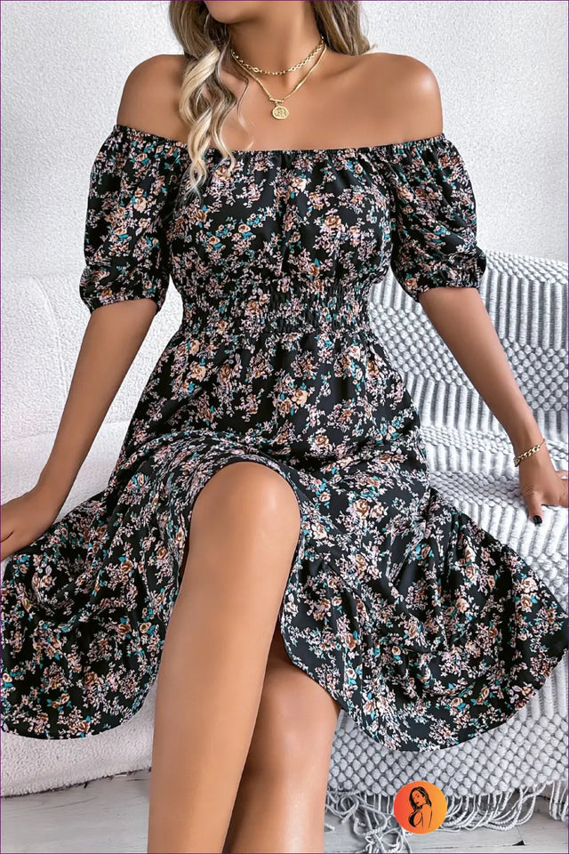 Smocked Waist Midi Dress - Effortless Daytime Elegance