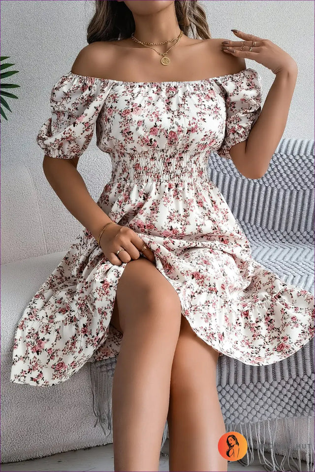 Smocked Waist Midi Dress - Effortless Daytime Elegance