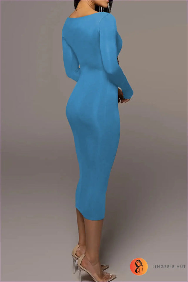 Midi Dress with Square Neckline - Minimalist Chic