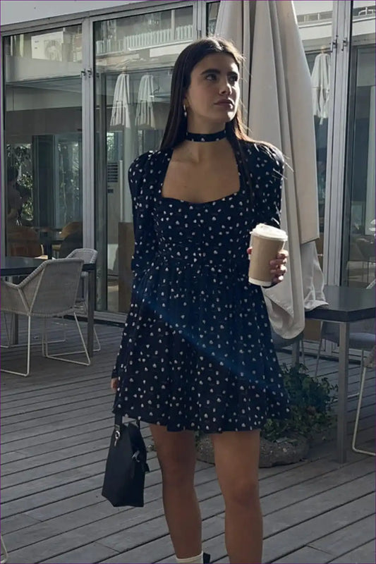 Midi Dress with Square Neckline - Vintage Sophistication for A-line, All Season, Autumn, Casual,